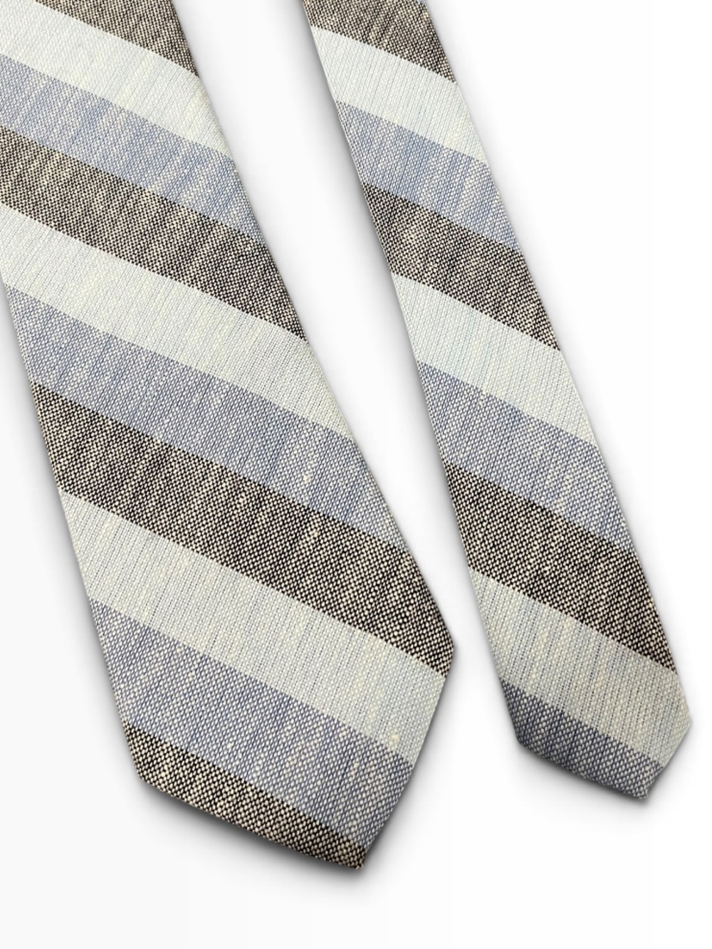 Striped Tie in Light Blue, Cream & Gray